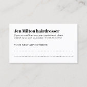 ミニマリスト白黒はっきりしたヘアサロン 予約カード (正面)