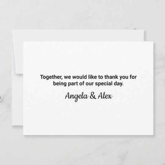 ミニマリスト白黒はっきりした文字 サンキューカード (裏面)