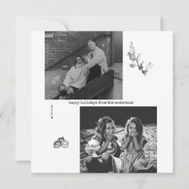 ミニマリスト白黒アートフォトクリスマスホール シーズンカード