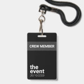 ミニマリスト白黒イベント バッジ (ストラップ付き表面)