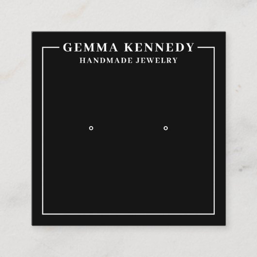 ミニマリスト白黒イヤリングディスプレイカード スクエア名刺 (正面)