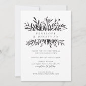 ミニマリスト白黒インクボタニカル結婚ズ 招待状 (正面)