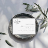 ミニマリスト白黒ウェディングRSVPカード 出欠カード