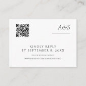 ミニマリスト白黒ウェディングRSVP Qrコード エンクロージャーカード (正面)