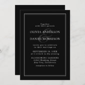 ミニマリスト白黒エレガンスモダンズ結婚ズ 招待状 (正面/裏面)