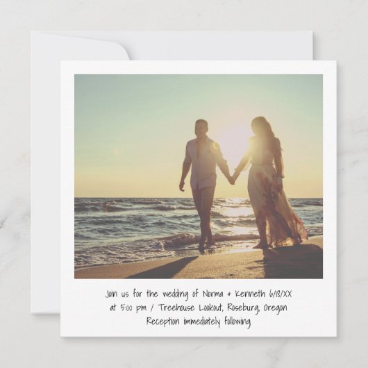 ミニマリスト白黒カジュアル写真結婚の 招待状 (正面)