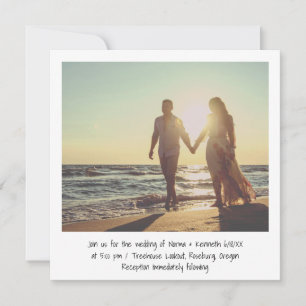 ミニマリスト白黒カジュアル写真結婚の 招待状