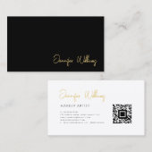 ミニマリスト白黒カスタムQRコードスクリプト 名刺 (正面/裏面)