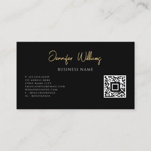 ミニマリスト白黒カスタムQRコードスクリプト 名刺 (正面)
