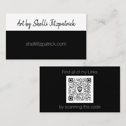 ミニマリスト白黒カスタムQRコードMV 名刺 (正面/裏面)