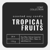 ミニマリスト白黒キャンドルラベルシール スクエアシール (正面)