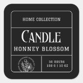 ミニマリスト白黒キャンドルラベルシール スクエアシール (正面)