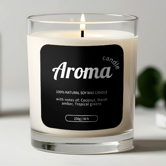 ミニマリスト白黒キャンドルラベルシール スクエアシール