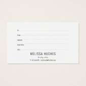 ミニマリスト白黒ギフト証明書 (裏面)