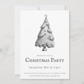 ミニマリスト白黒クリスマスツリーパーティー 招待状 (正面)
