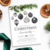 ミニマリスト白黒クリスマスディナーパーティー 招待状