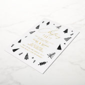 ミニマリスト白黒クリスマスパーティー 箔招待状 (回転した状態)