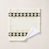 ミニマリスト白黒クリームデイジーフローラ バスタオルセット (ウォッシュタオル)