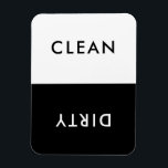 ミニマリスト白黒クリーン汚れ食洗機 マグネット<br><div class="desc">ミニマモダンリストの白黒食洗機のクリーンまたは汚れたマグネットは、家庭内の料理を示す。</div>