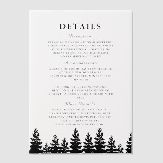 ミニマリスト白黒サマー結婚ズ詳細 ベラム紙招待状 (正面)