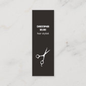 ミニマリスト白黒シザー美容師 スキニー名刺 (正面)
