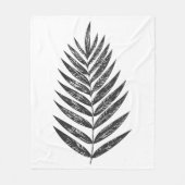 ミニマリスト白黒シダスケッチ フリースブランケット (正面)