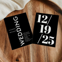 ミニマリスト白黒シンプルはっきりした結婚 招待状