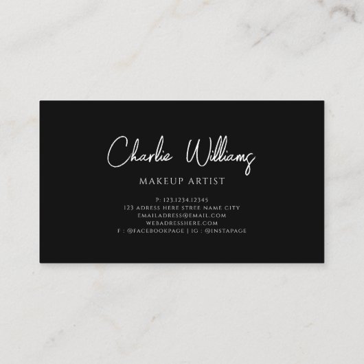 ミニマリスト白黒シンプルスクリプ企業のト 名刺 (裏面)