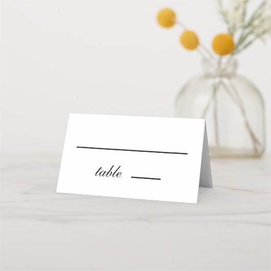 ミニマリスト白黒シンプルスクリプ結婚ト プレイスカード (正面)