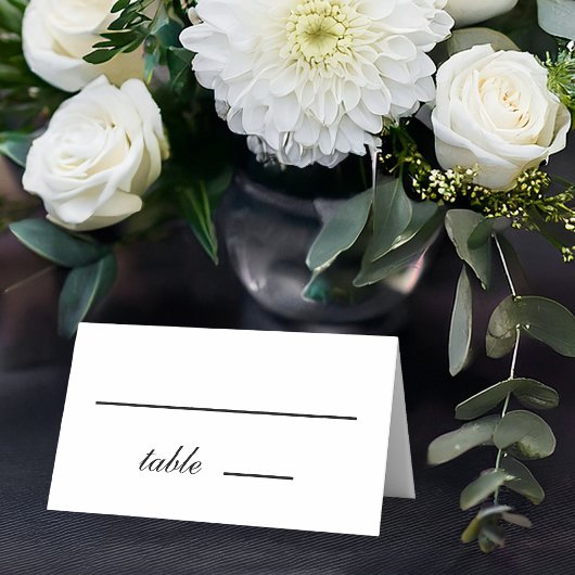 ミニマリスト白黒シンプルスクリプ結婚ト プレイスカード