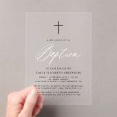 ミニマリスト白黒シンプルバプテスマ アクリル招待状 (インサイチュ (ポータブル))
