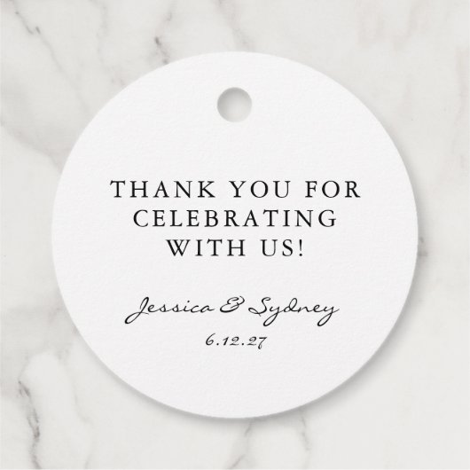 ミニマリスト白黒スクリプトカスタムありがとう フェイバータグ (裏面)