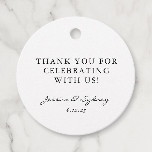 ミニマリスト白黒スクリプトカスタムありがとう フェイバータグ (正面)