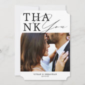 ミニマリスト白黒スクリプ結婚ト サンキューカード (正面)