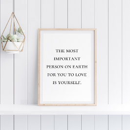 ミニマリスト白黒セルフラブ引用文 ポスター