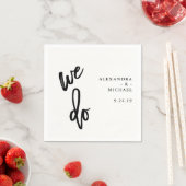 ミニマリスト白黒タイポグラフィ結婚ズ スタンダードカクテルナプキン (インサイチュ)