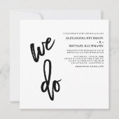 ミニマリスト白黒タイポグラフィ結婚ズ 招待状 (正面)