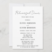 ミニマリスト白黒タイリハーサルディナー 招待状 (正面)