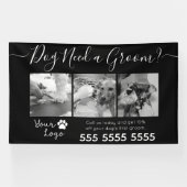 ミニマリスト白黒ドッググルーミング 横断幕 (横)