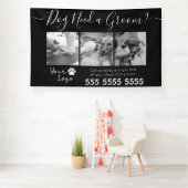 ミニマリスト白黒ドッググルーミング 横断幕 (インサイチュ)