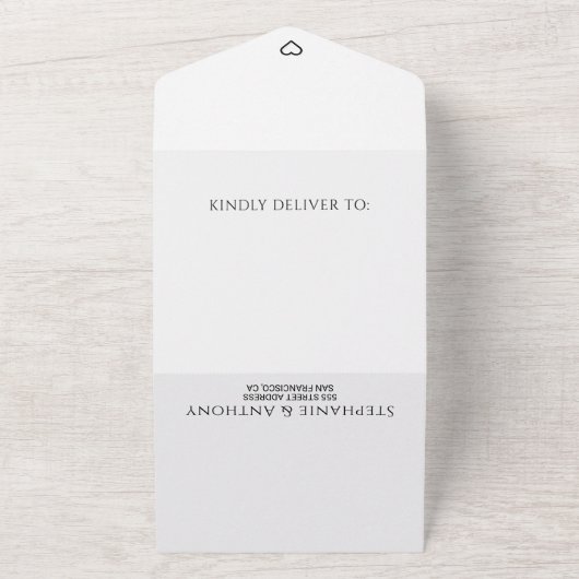 ミニマリスト白黒ハートモダン結婚ズ オールインワン招待状 (外側)