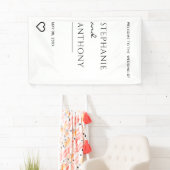 ミニマリスト白黒ハートモダン結婚ズ 横断幕 (インサイチュ)