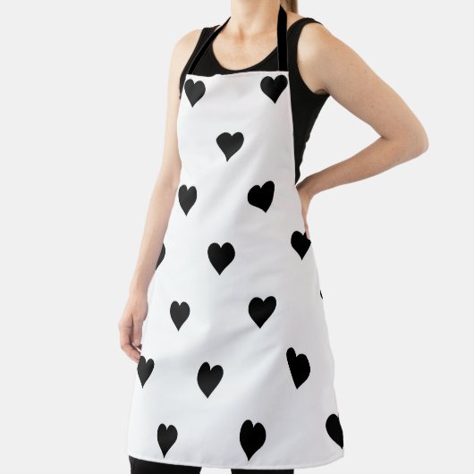 ミニマリスト白黒ハートロマンチックな贈り物 エプロン (インサイチュ)