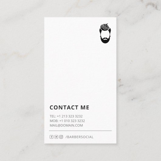 ミニマリスト白黒バーバーバーショップ 名刺 (裏面)