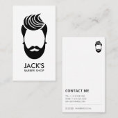 ミニマリスト白黒バーバーバーショップ 名刺 (正面/裏面)