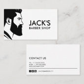 ミニマリスト白黒バーバーバーショップ 名刺 (正面/裏面)