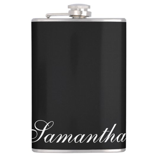 ミニマリスト白黒パーソナライズされたスキットル フラスク (正面)