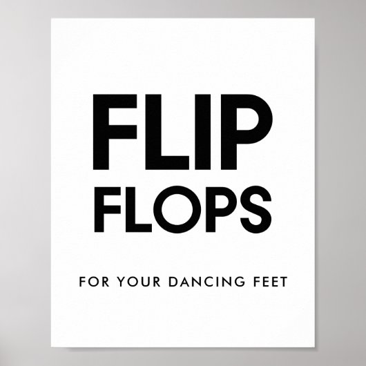 ミニマリスト白黒ビーチサンダル結婚のサイン ポスター (正面)