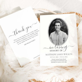 ミニマリスト白黒フォト葬儀メモリアル サンキューカード