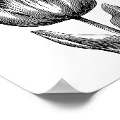 ミニマリスト白黒フラワースケッチ ポスター (角)